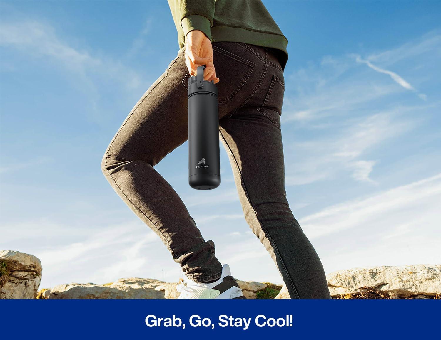 imagePOWCAN 40 oz Insulated Water Bottle with 2in1 Straw and Spout Lid Keep Cold 24H LeakProof BPAFree Double Wall Stainless Steel Water Bottle for Sports Gym Travel and School Be FreeTwilight Night