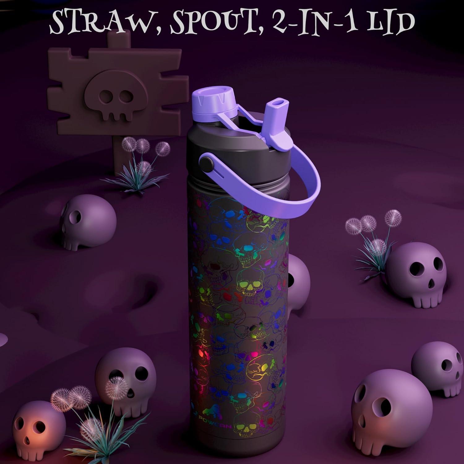 imagePOWCAN 40 oz Insulated Water Bottle with 2in1 Straw and Spout Lid Keep Cold 24H LeakProof BPAFree Double Wall Stainless Steel Water Bottle for Sports Gym Travel and School Be FreeLuminous Souls Luminous