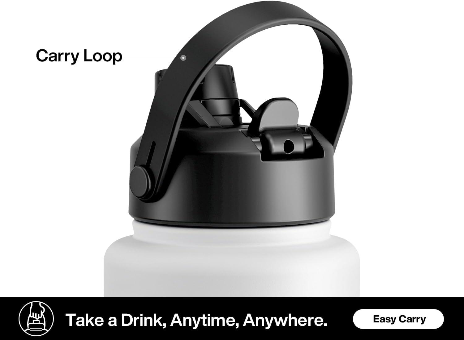 imagePOWCAN 40 oz Insulated Water Bottle with 2in1 Straw and Spout Lid Keep Cold 24H LeakProof BPAFree Double Wall Stainless Steel Water Bottle for Sports Gym Travel and School Be FreeOracle Kittens