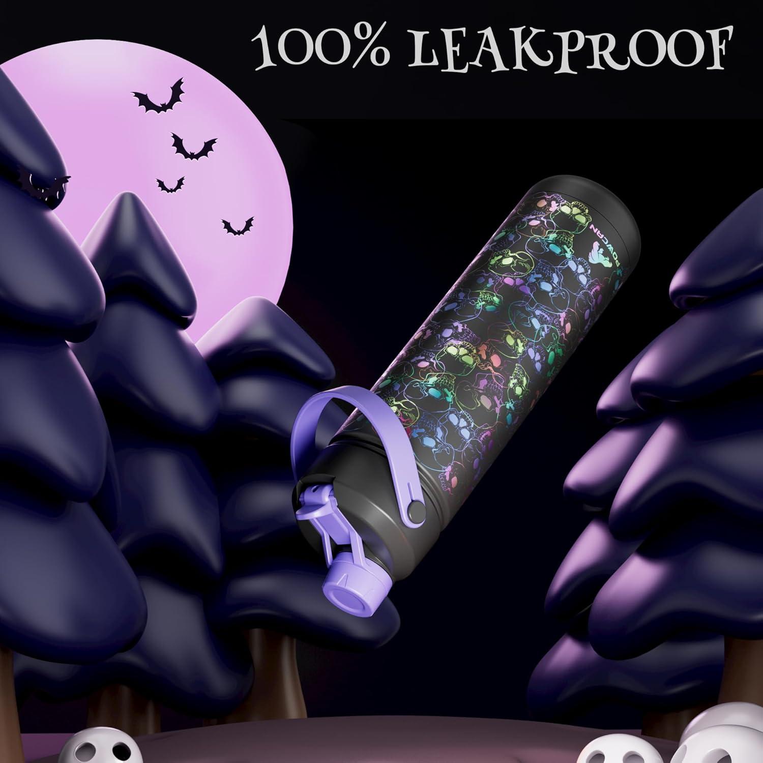 imagePOWCAN 40 oz Insulated Water Bottle with 2in1 Straw and Spout Lid Keep Cold 24H LeakProof BPAFree Double Wall Stainless Steel Water Bottle for Sports Gym Travel and School Be FreeLuminous Souls Luminous