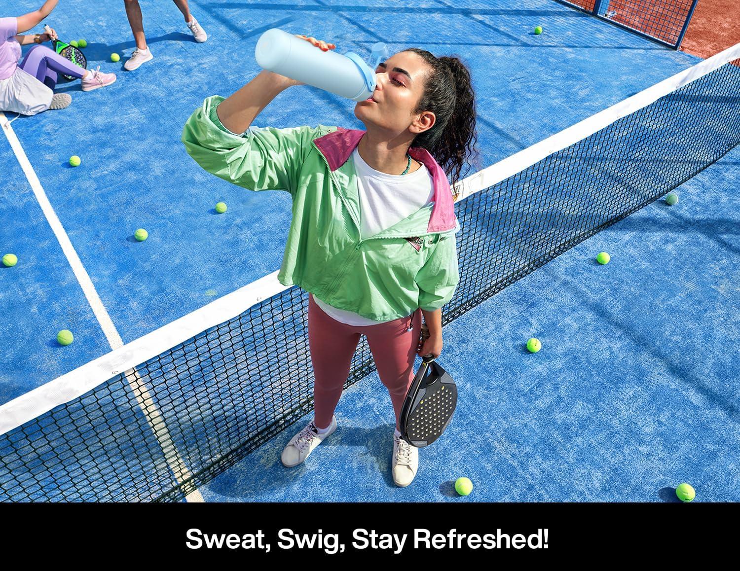 imagePOWCAN 40 oz Insulated Water Bottle with 2in1 Straw and Spout Lid Keep Cold 24H LeakProof BPAFree Double Wall Stainless Steel Water Bottle for Sports Gym Travel and School Be FreeObsidian