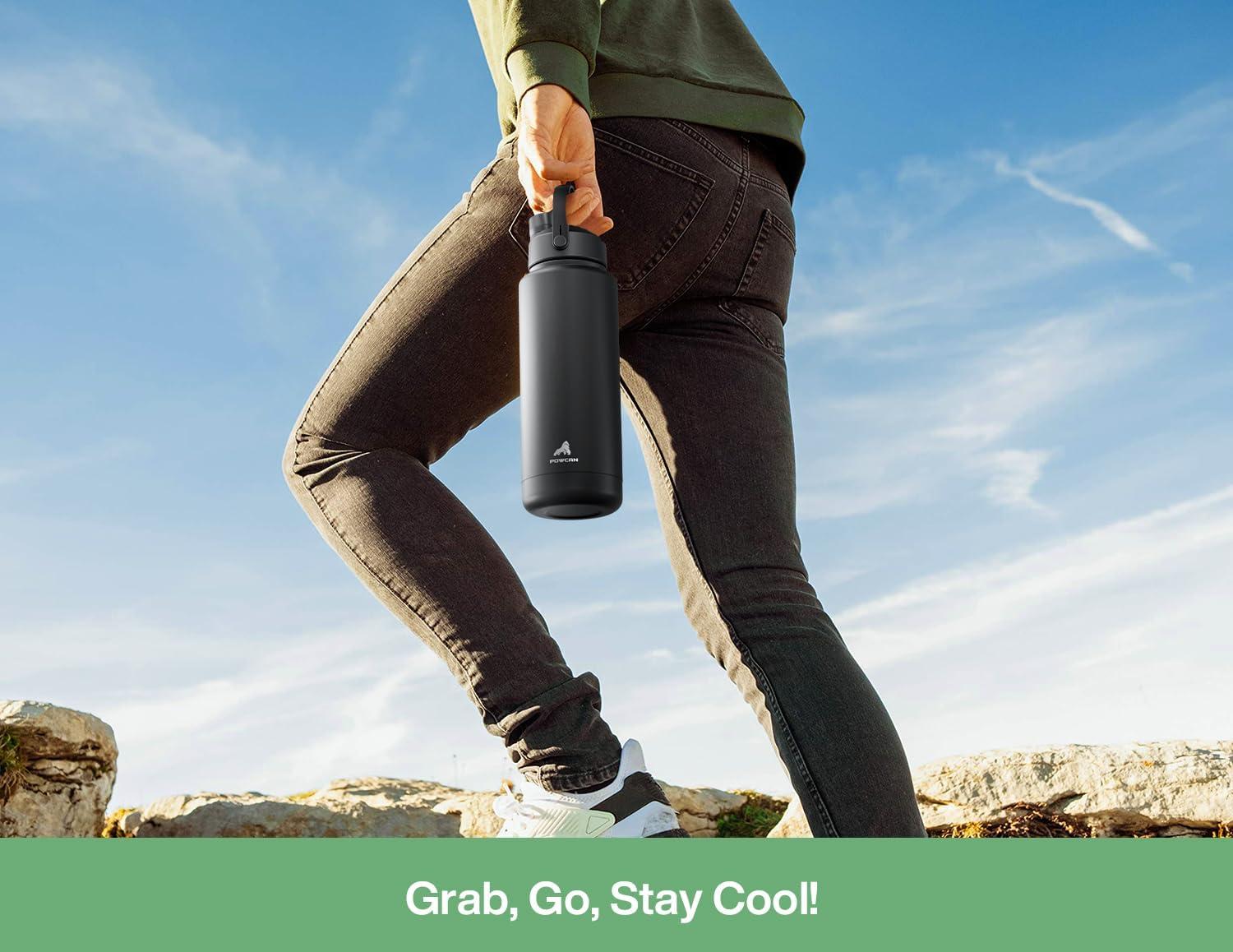 imagePOWCAN 40 oz Insulated Water Bottle with 2in1 Straw and Spout Lid Keep Cold 24H LeakProof BPAFree Double Wall Stainless Steel Water Bottle for Sports Gym Travel and School Be FreeMint