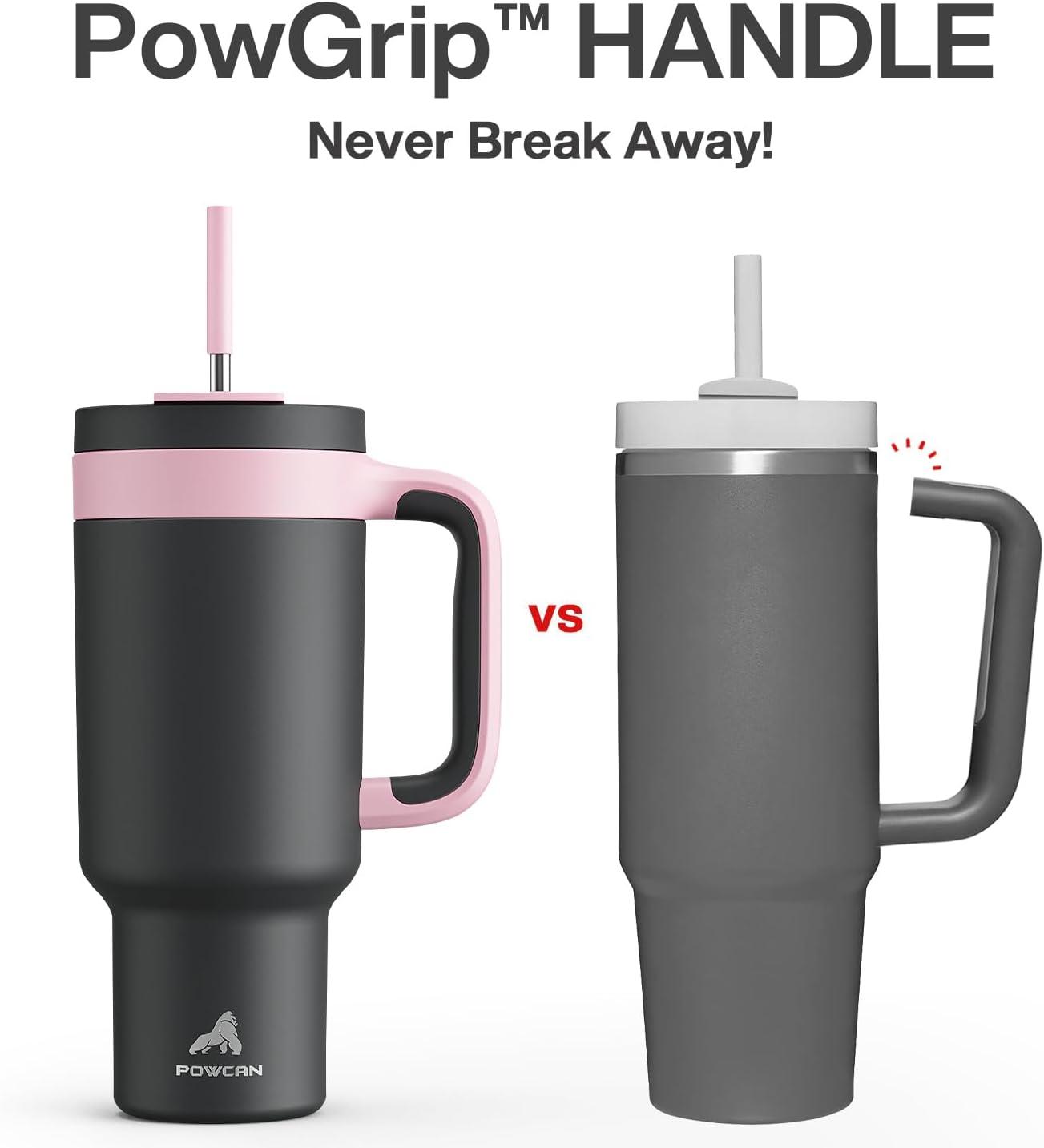imagePOWCAN 40 oz Tumbler with Handle 2 Pack 2in1 Straw ampamp Sip Lid Leakproof Dishwasher Safe Insulated Stainless Steel Coffee Mug Keeps Cold for 34 Hours Fits in Car Cup HolderForest ampamp Rebellion