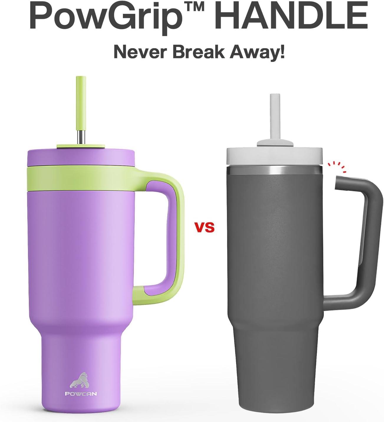 imagePOWCAN 40 oz Tumbler with Handle 2 Pack 2in1 Straw ampamp Sip Lid Leakproof Dishwasher Safe Insulated Stainless Steel Coffee Mug Keeps Cold for 34 Hours Fits in Car Cup HolderForest ampamp Wisteria