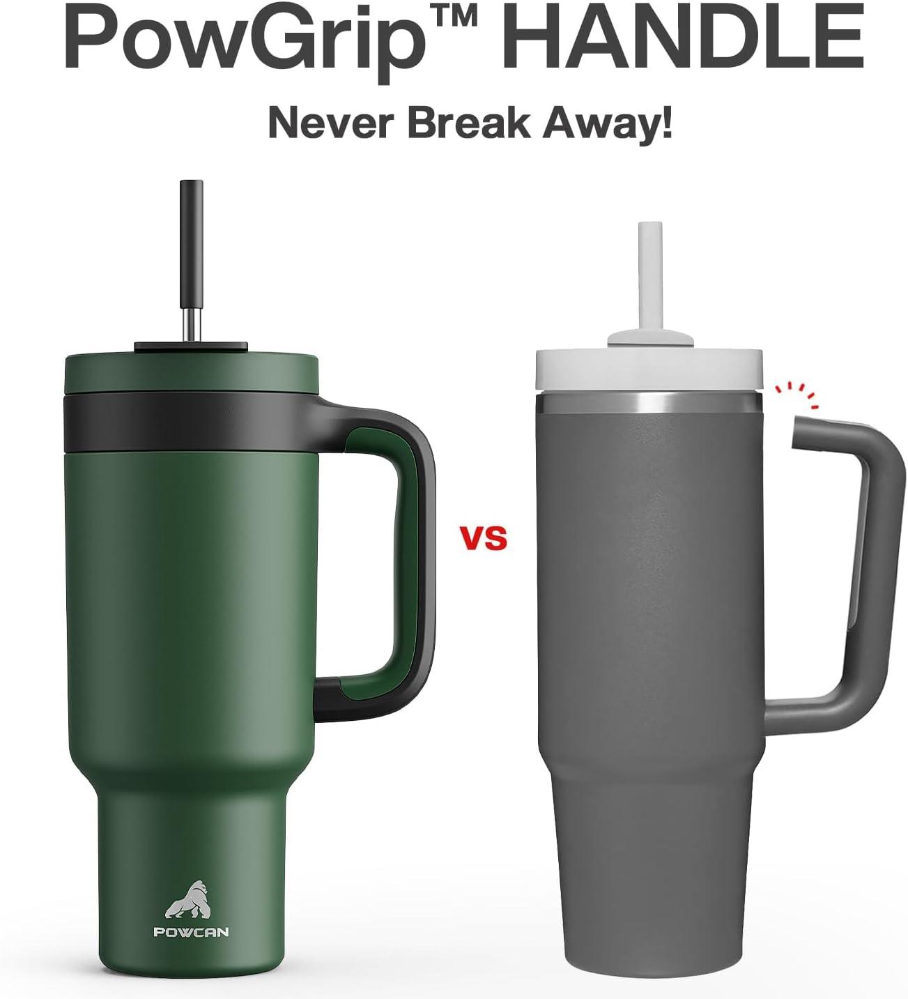 imagePOWCAN 40 oz Tumbler with Handle 2 Pack 2in1 Straw ampamp Sip Lid Leakproof Dishwasher Safe Insulated Stainless Steel Coffee Mug Keeps Cold for 34 Hours Fits in Car Cup HolderForest ampamp Barbie