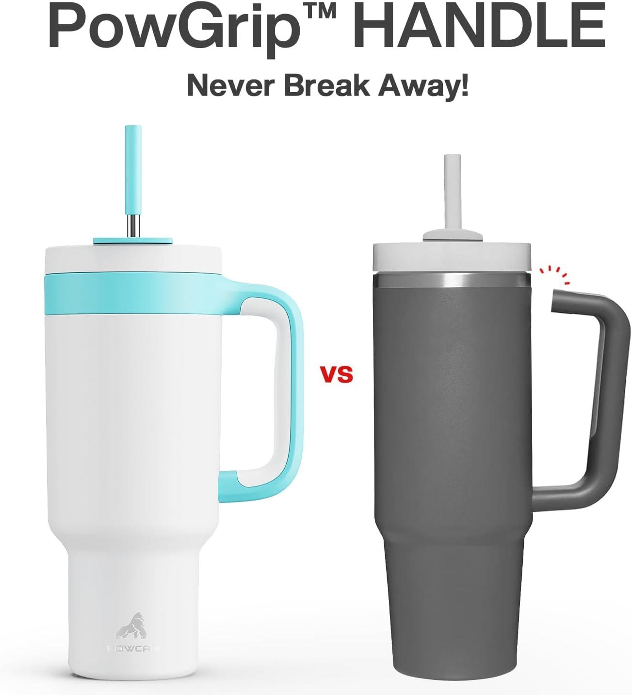 imagePOWCAN 40 oz Tumbler with Handle 2 Pack 2in1 Straw ampamp Sip Lid Leakproof Dishwasher Safe Insulated Stainless Steel Coffee Mug Keeps Cold for 34 Hours Fits in Car Cup HolderForest ampamp Glacier