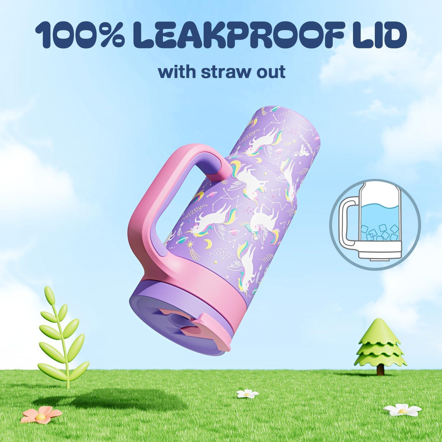 imagePOWCAN 40 oz Tumbler with Handle 2in1 Straw and Sip Lid Leakproof Dishwasher Safe Insulated Stainless Steel Travel Coffee Mug Keeps Cold for 34 Hours Fits in Car Cup Holder AgaveStarlight Unicorn