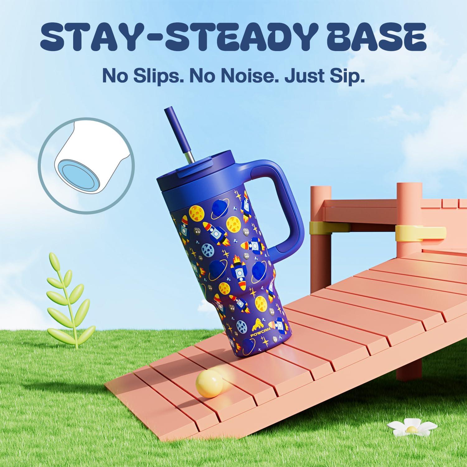 imagePOWCAN 40 oz Tumbler with Handle 2in1 Straw and Sip Lid Leakproof Dishwasher Safe Insulated Stainless Steel Travel Coffee Mug Keeps Cold for 34 Hours Fits in Car Cup Holder AgaveSpace Rocket