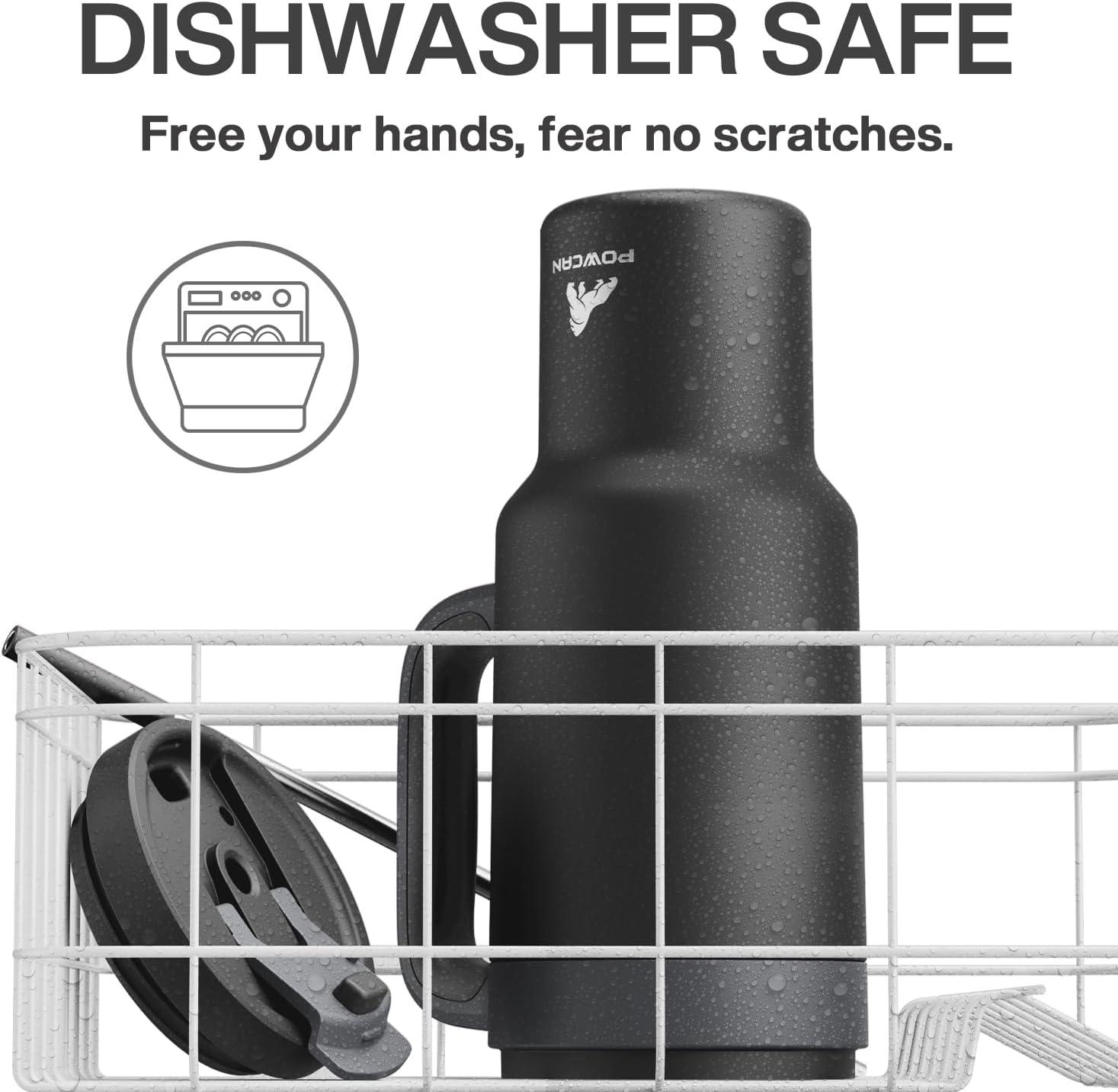 imagePOWCAN 40 oz Tumbler with Handle 2in1 Straw and Sip Lid Leakproof Dishwasher Safe Insulated Stainless Steel Travel Coffee Mug Keeps Cold for 34 Hours Fits in Car Cup Holder AgaveMidnight