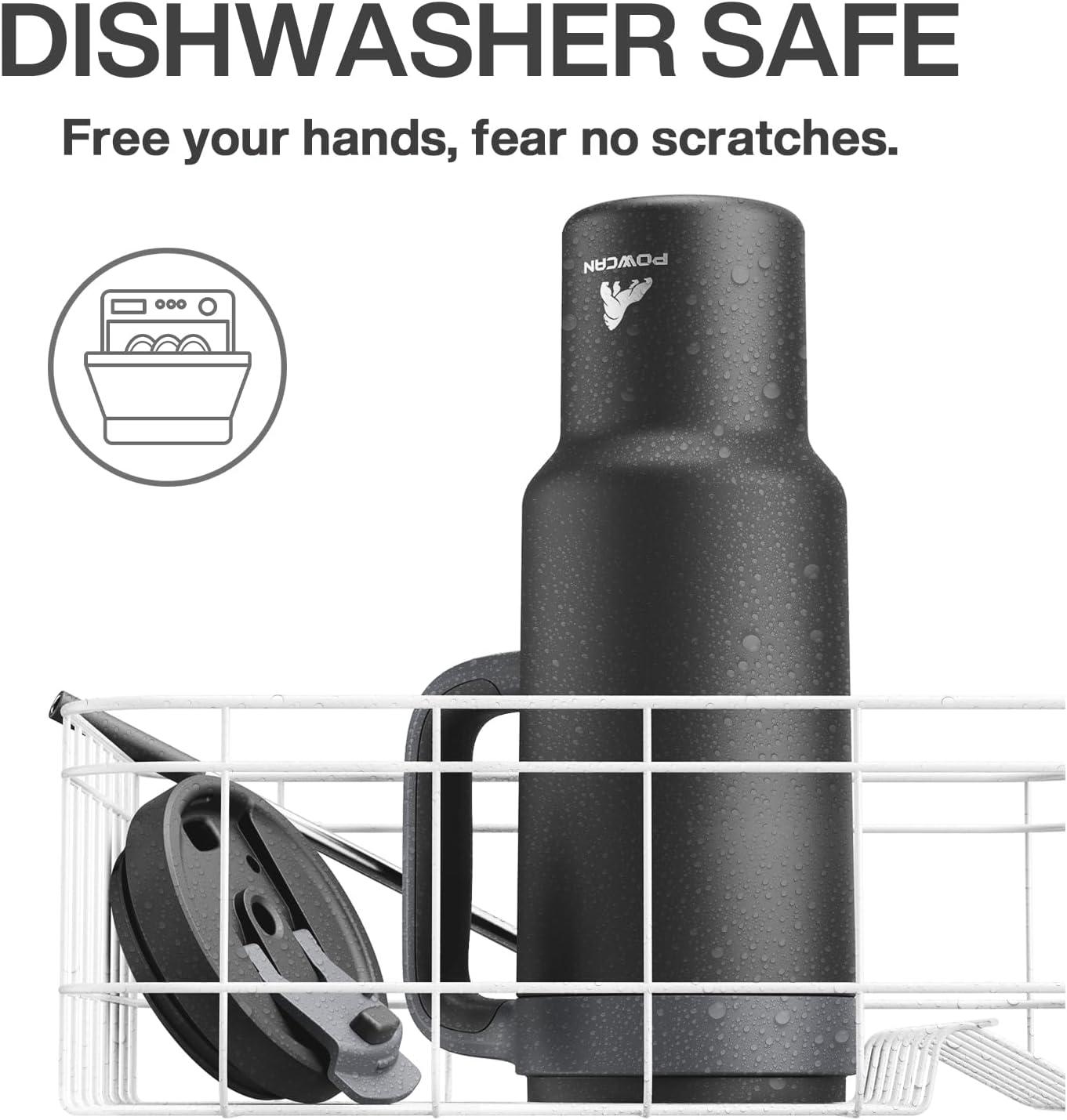 imagePOWCAN 40 oz Tumbler with Handle 2in1 Straw and Sip Lid Leakproof Dishwasher Safe Insulated Stainless Steel Travel Coffee Mug Keeps Cold for 34 Hours Fits in Car Cup Holder AgaveMidnight