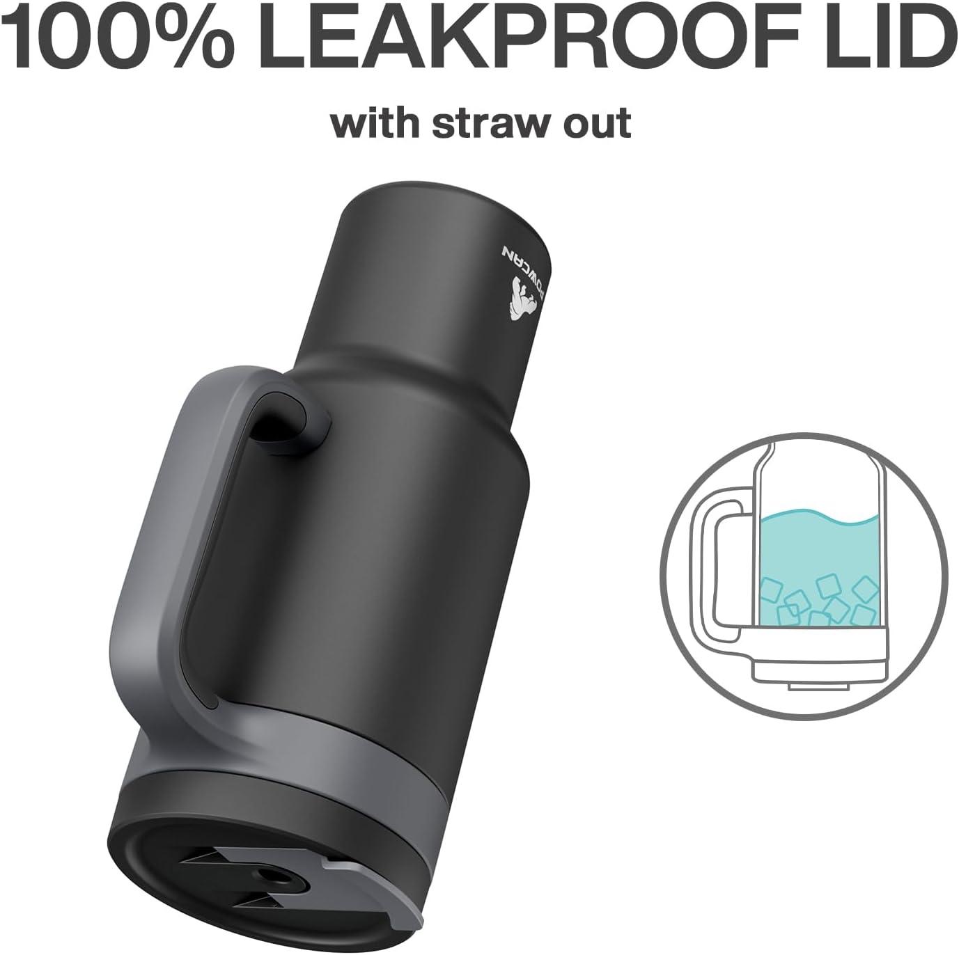 imagePOWCAN 40 oz Tumbler with Handle 2in1 Straw and Sip Lid Leakproof Dishwasher Safe Insulated Stainless Steel Travel Coffee Mug Keeps Cold for 34 Hours Fits in Car Cup Holder AgaveMidnight