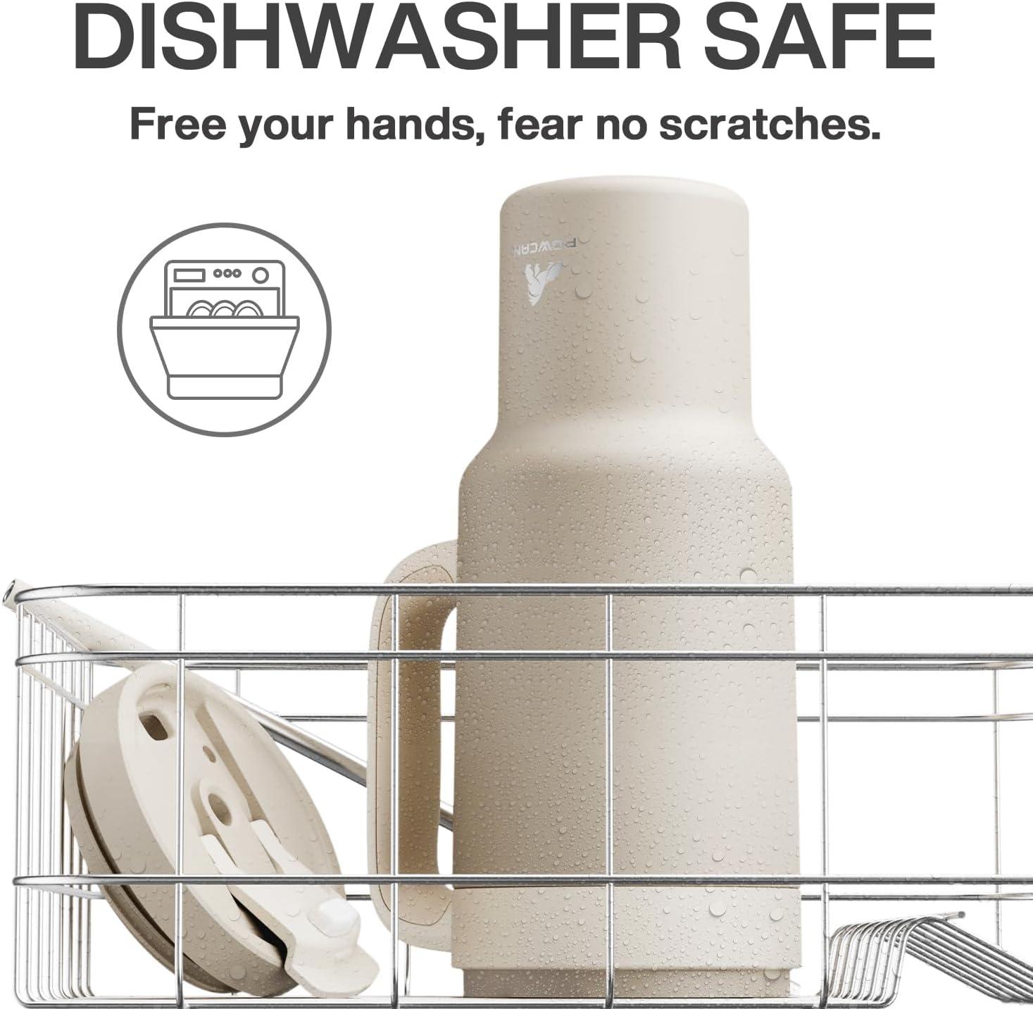 imagePOWCAN 40 oz Tumbler with Handle 2in1 Straw and Sip Lid Leakproof Dishwasher Safe Insulated Stainless Steel Travel Coffee Mug Keeps Cold for 34 Hours Fits in Car Cup Holder AgaveOat