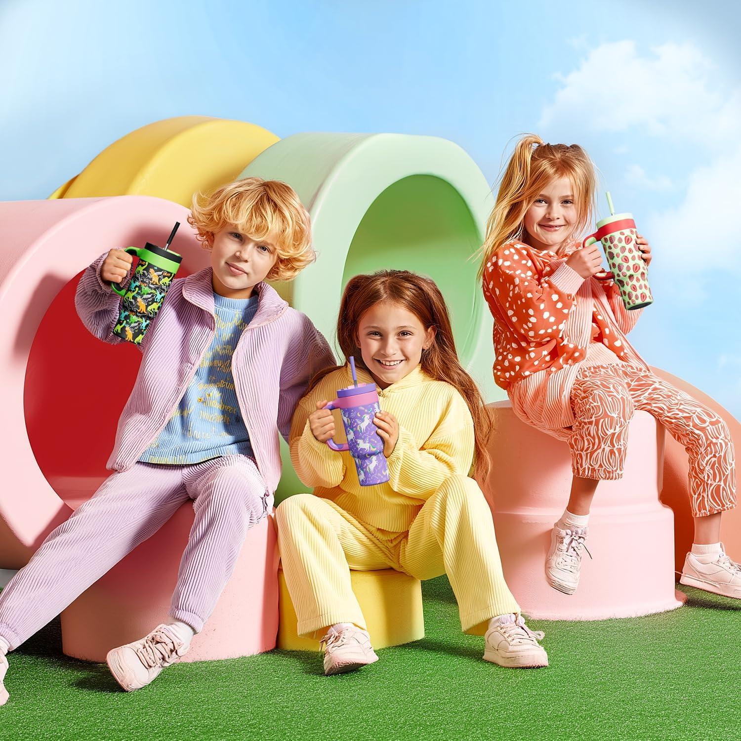 imagePOWCAN 40 oz Tumbler with Handle 2in1 Straw and Sip Lid Leakproof Dishwasher Safe Insulated Stainless Steel Travel Coffee Mug Keeps Cold for 34 Hours Fits in Car Cup Holder AgaveStrawberry Pop