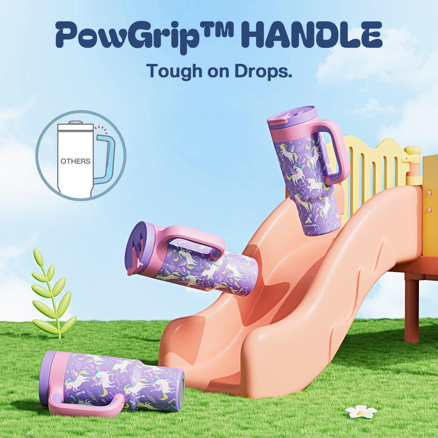 imagePOWCAN 40 oz Tumbler with Handle 2in1 Straw and Sip Lid Leakproof Dishwasher Safe Insulated Stainless Steel Travel Coffee Mug Keeps Cold for 34 Hours Fits in Car Cup Holder AgaveStarlight Unicorn