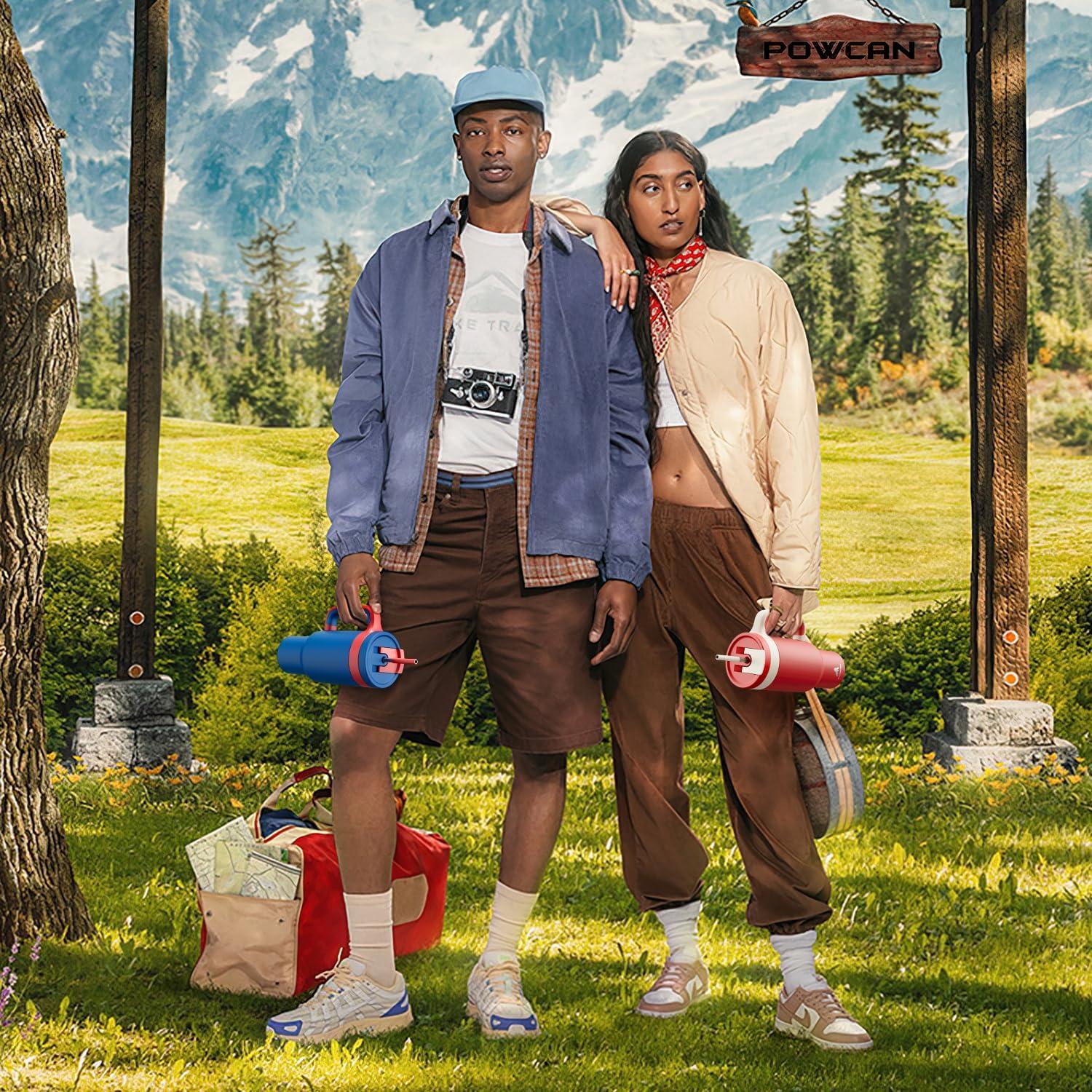 imagePOWCAN 40 oz Tumbler with Handle 2in1 Straw and Sip Lid Leakproof Dishwasher Safe Insulated Stainless Steel Travel Coffee Mug Keeps Cold for 34 Hours Fits in Car Cup Holder AgaveMidnight