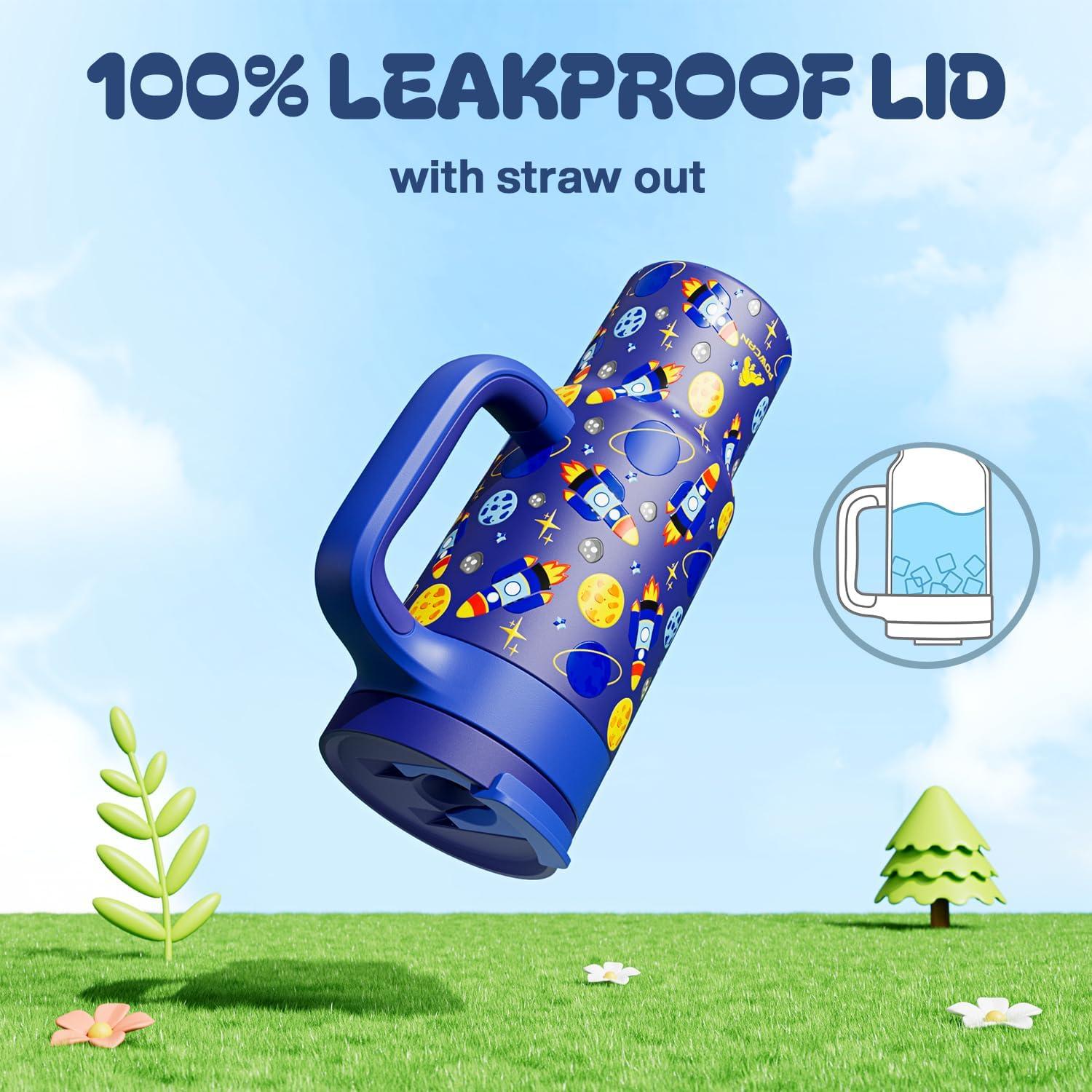 imagePOWCAN 40 oz Tumbler with Handle 2in1 Straw and Sip Lid Leakproof Dishwasher Safe Insulated Stainless Steel Travel Coffee Mug Keeps Cold for 34 Hours Fits in Car Cup Holder AgaveSpace Rocket