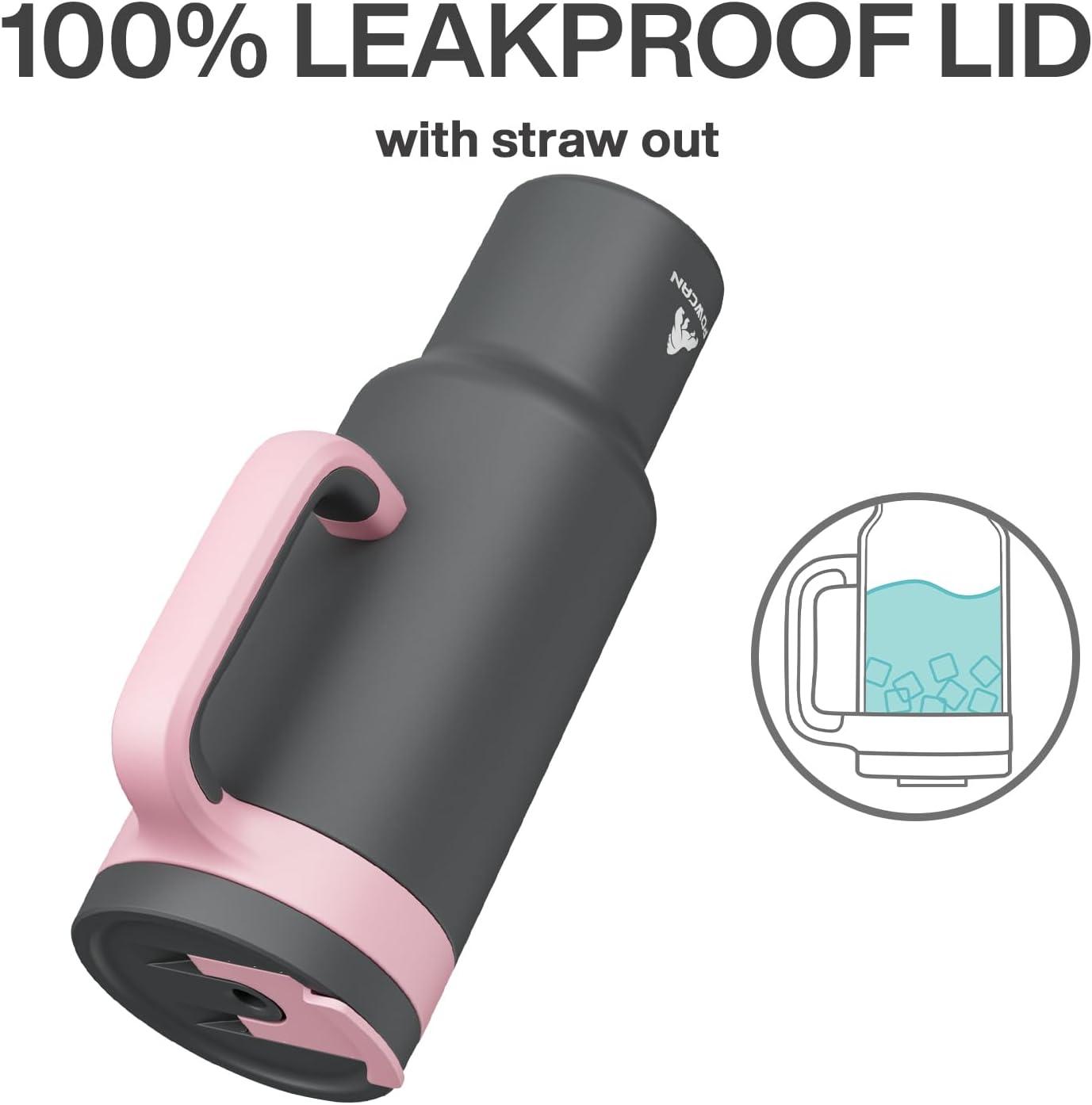 imagePOWCAN 40 oz Tumbler with Handle 2in1 Straw and Sip Lid Leakproof Dishwasher Safe Insulated Stainless Steel Travel Coffee Mug Keeps Cold for 34 Hours Fits in Car Cup Holder AgaveRebellion