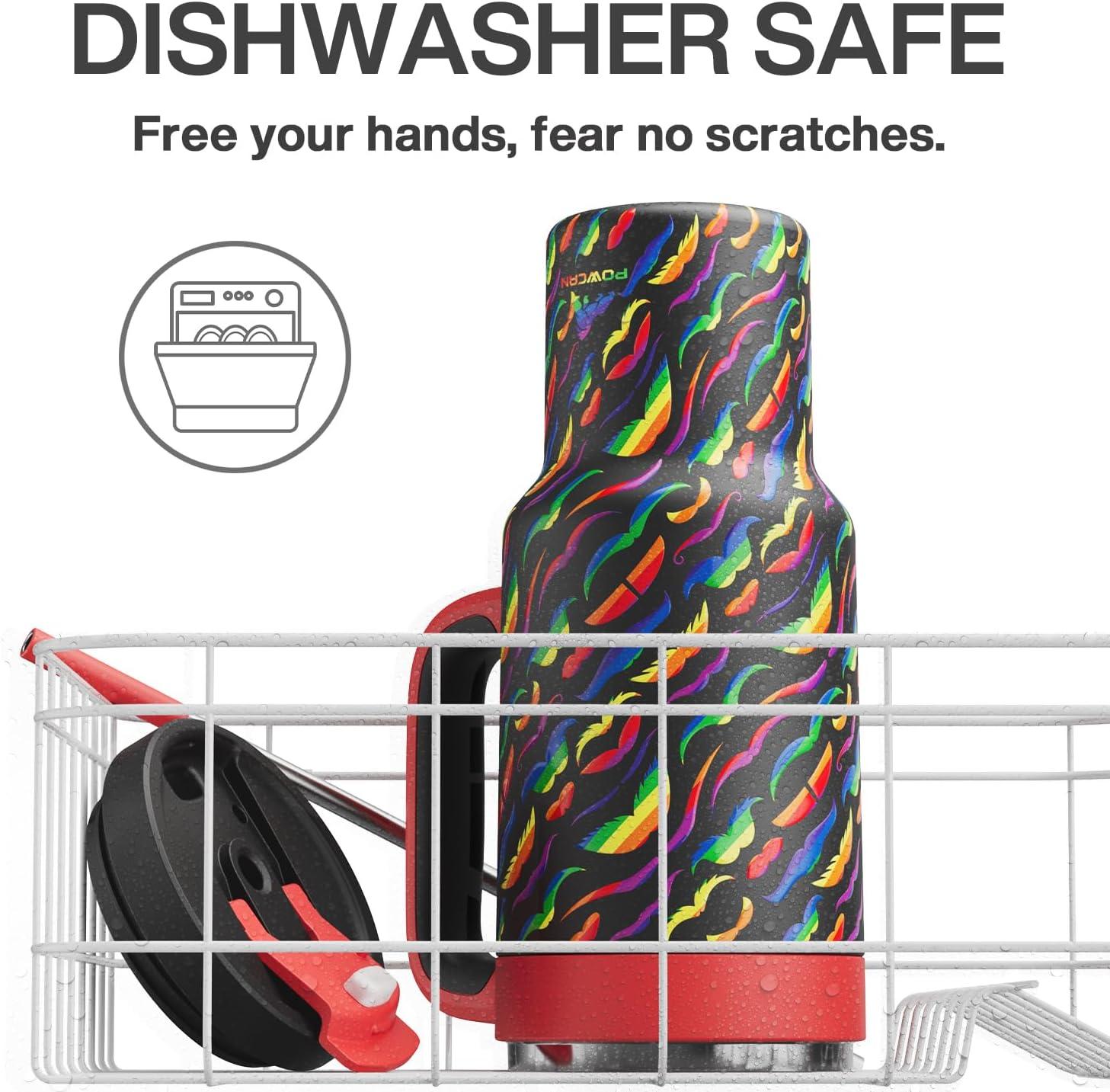 imagePOWCAN 40 oz Tumbler with Handle 2in1 Straw and Sip Lid Leakproof Dishwasher Safe Insulated Stainless Steel Travel Coffee Mug Keeps Cold for 34 Hours Fits in Car Cup Holder AgaveRainbow Whiskers