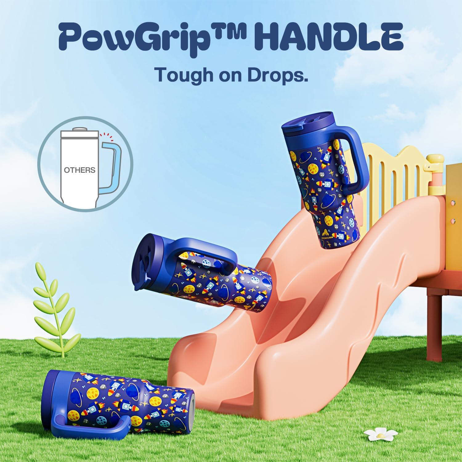 imagePOWCAN 40 oz Tumbler with Handle 2in1 Straw and Sip Lid Leakproof Dishwasher Safe Insulated Stainless Steel Travel Coffee Mug Keeps Cold for 34 Hours Fits in Car Cup Holder AgaveSpace Rocket