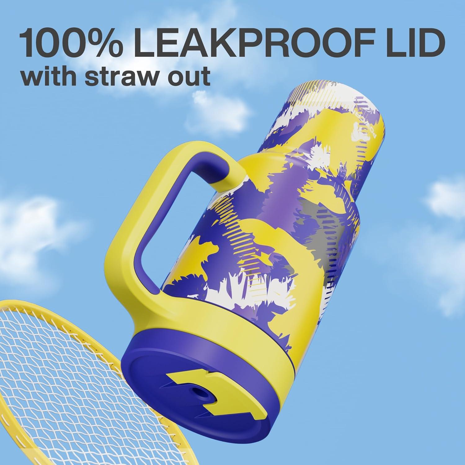 imagePOWCAN 40 oz Tumbler with Handle 2in1 Straw and Sip Lid Leakproof Dishwasher Safe Insulated Stainless Steel Travel Coffee Mug Keeps Cold for 34 Hours Fits in Car Cup Holder AgaveRise to Glory