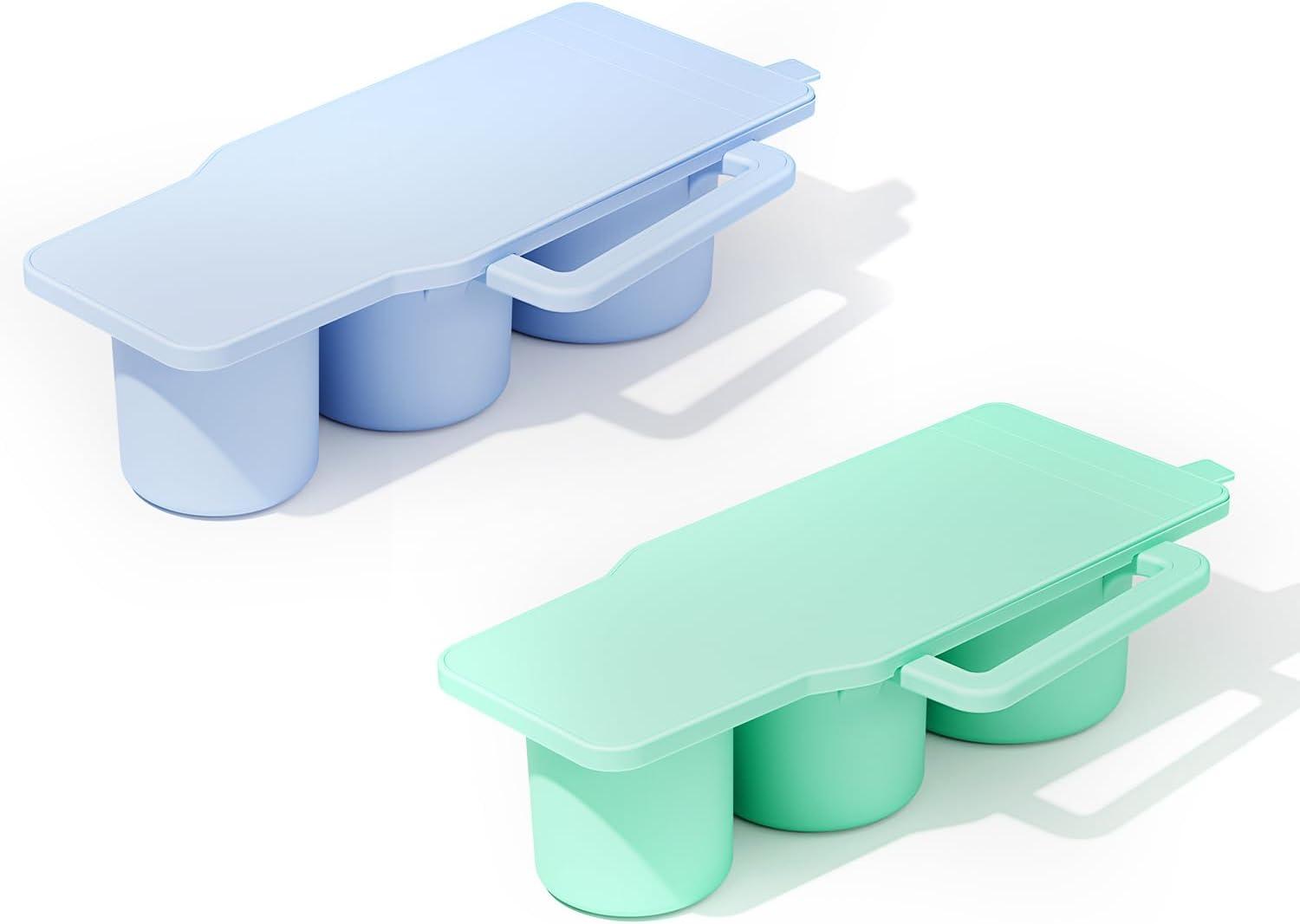 imagePOWCAN Ice Cube Tray Silicone Ice Cube Molds for Stanley 40oz Tumbler Cup 3 Pcs Ring Ice Cube Maker with Lid for Freezer Chilling Drinks Coffee Juice Cocktails Whiskey Dishwasher Safe Green