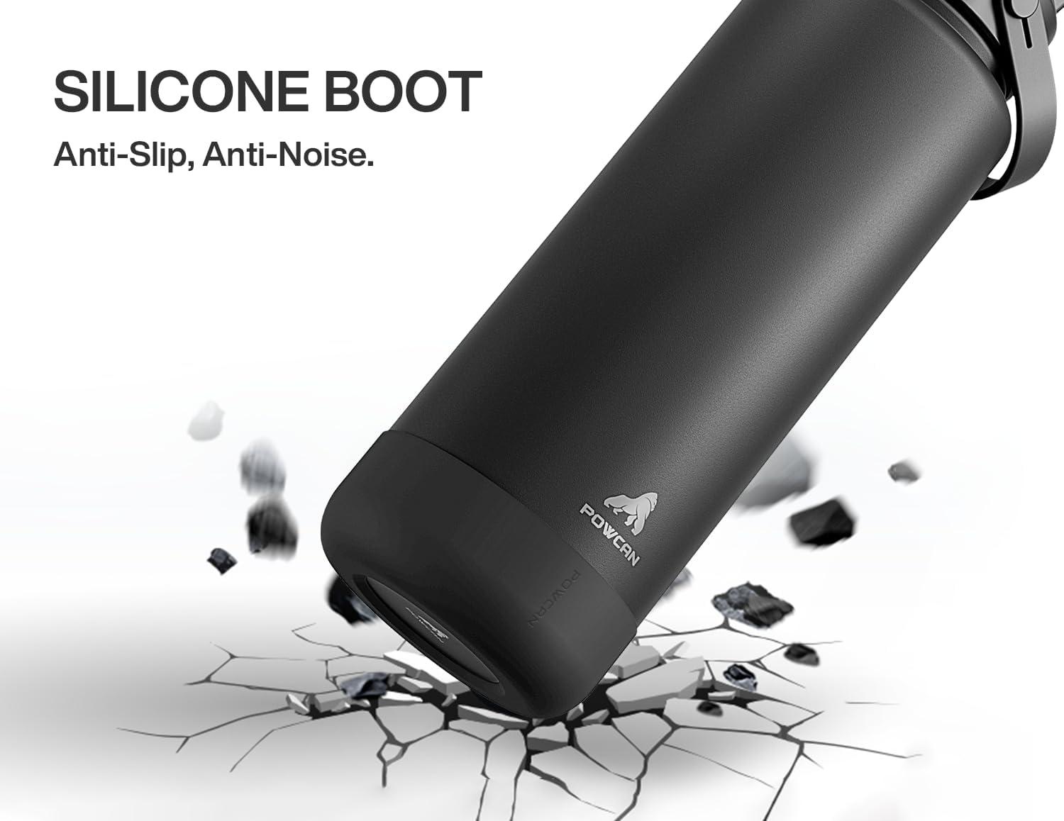 imagePOWCAN Silicone Water Bottle Boot AntiSlip and AntiNoise Protective Sleeve NonToxic and TearResistant Accessory Silicone Water Bottle Protector for Extra ProtectionDark Knight
