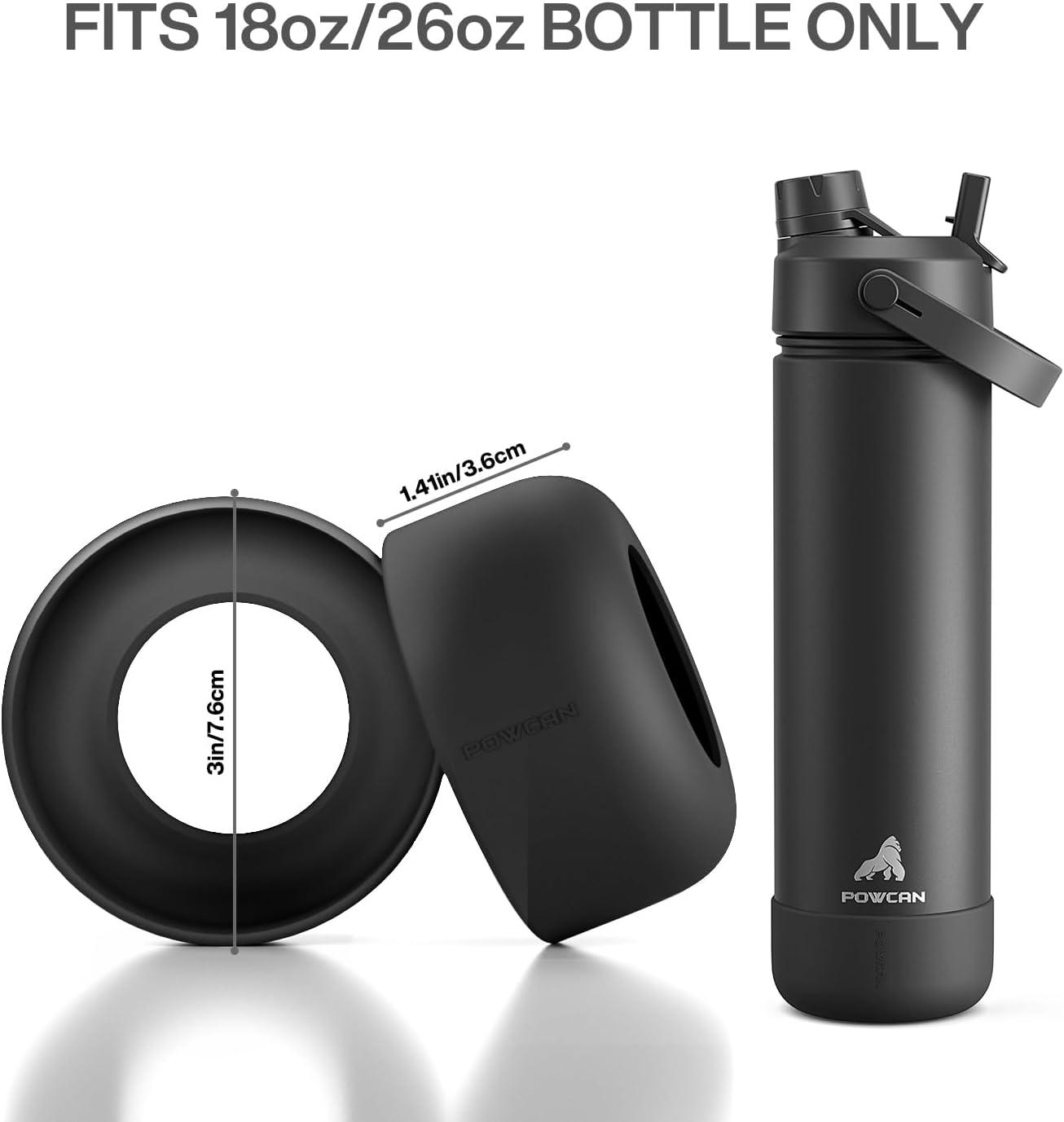 imagePOWCAN Silicone Water Bottle Boot AntiSlip and AntiNoise Protective Sleeve NonToxic and TearResistant Accessory Silicone Water Bottle Protector for Extra ProtectionDark Knight
