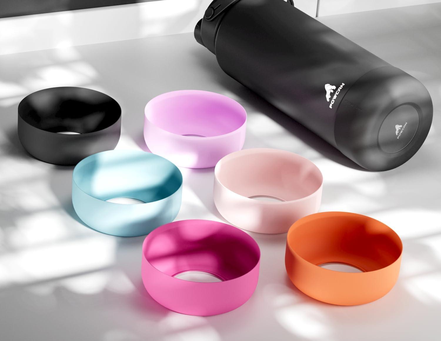 imagePOWCAN Silicone Water Bottle Boot AntiSlip and AntiNoise Protective Sleeve NonToxic and TearResistant Accessory Silicone Water Bottle Protector for Extra ProtectionDark Knight