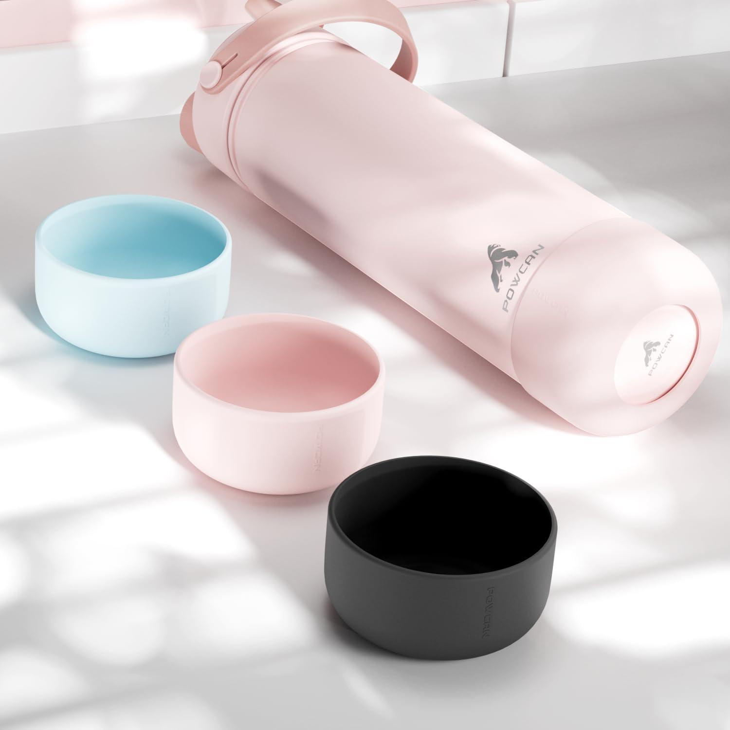 imagePOWCAN Silicone Water Bottle Boot AntiSlip and AntiNoise Protective Sleeve NonToxic and TearResistant Accessory Silicone Water Bottle Protector for Extra ProtectionCotton Candy
