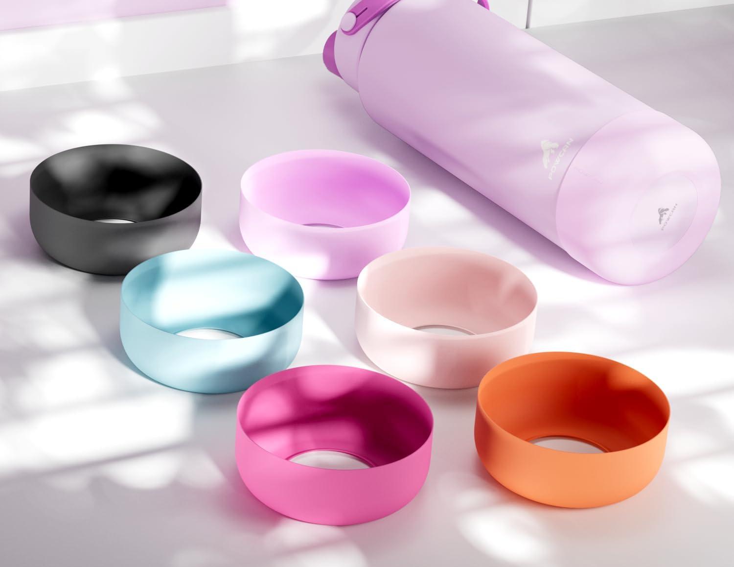 imagePOWCAN Silicone Water Bottle Boot AntiSlip and AntiNoise Protective Sleeve NonToxic and TearResistant Accessory Silicone Water Bottle Protector for Extra ProtectionMisty Lilac