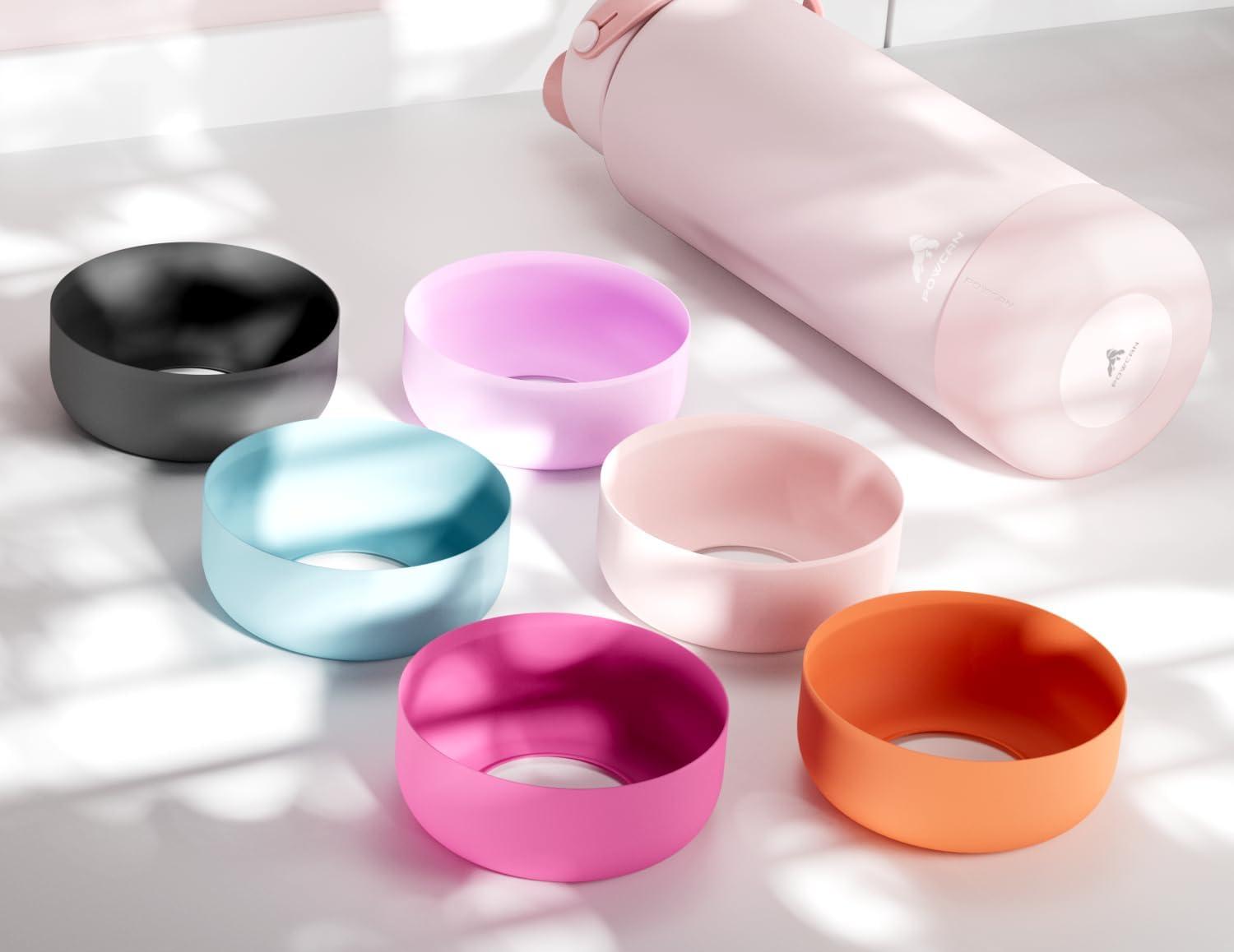imagePOWCAN Silicone Water Bottle Boot AntiSlip and AntiNoise Protective Sleeve NonToxic and TearResistant Accessory Silicone Water Bottle Protector for Extra ProtectionCotton Candy