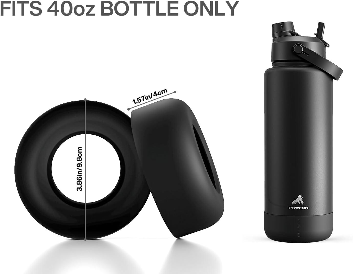 imagePOWCAN Silicone Water Bottle Boot AntiSlip and AntiNoise Protective Sleeve NonToxic and TearResistant Accessory Silicone Water Bottle Protector for Extra ProtectionDark Knight