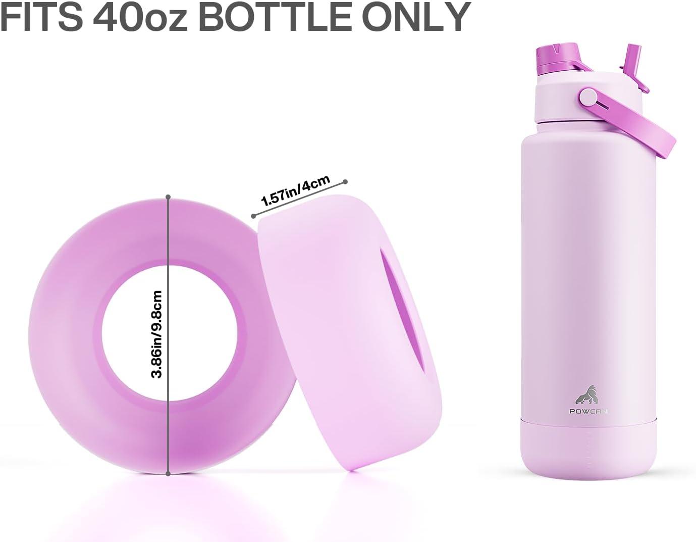 imagePOWCAN Silicone Water Bottle Boot AntiSlip and AntiNoise Protective Sleeve NonToxic and TearResistant Accessory Silicone Water Bottle Protector for Extra ProtectionMisty Lilac
