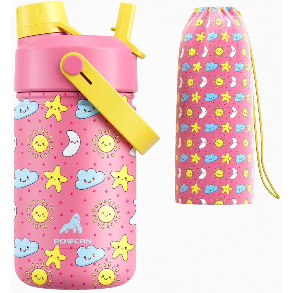 image12 oz Halloween Kids Insulated Water Bottle 2in1 Straw Spout Lid Leakproof BPAFree Keep Cold 24H Stainless Steel Cup for Party School Travel Holiday Gift for Girls Daughters Cotton BooSunny Dreamswith Carrier Bag