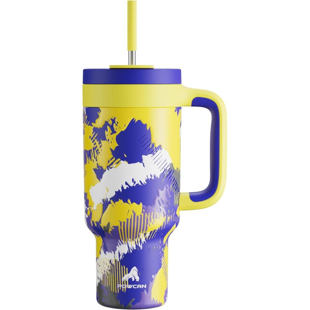 image40 oz Camo Tumbler with Handle 2in1 Straw and Sip Lid Leakproof Dishwasher Safe Insulated Stainless Steel Travel Coffee Mug Keeps Cold for 34 Hours Fits in Car Cup Holder Navy DigitalRise to Glory