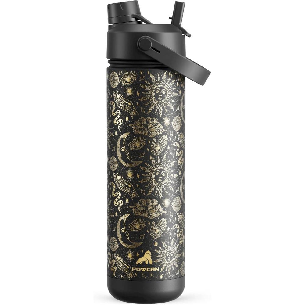 imagePOWCAN 40 oz Insulated Water Bottle with 2in1 Straw and Spout Lid Keep Cold 24H LeakProof BPAFree Double Wall Stainless Steel Water Bottle for Sports Gym Travel and School Be FreeTwilight Cosmos