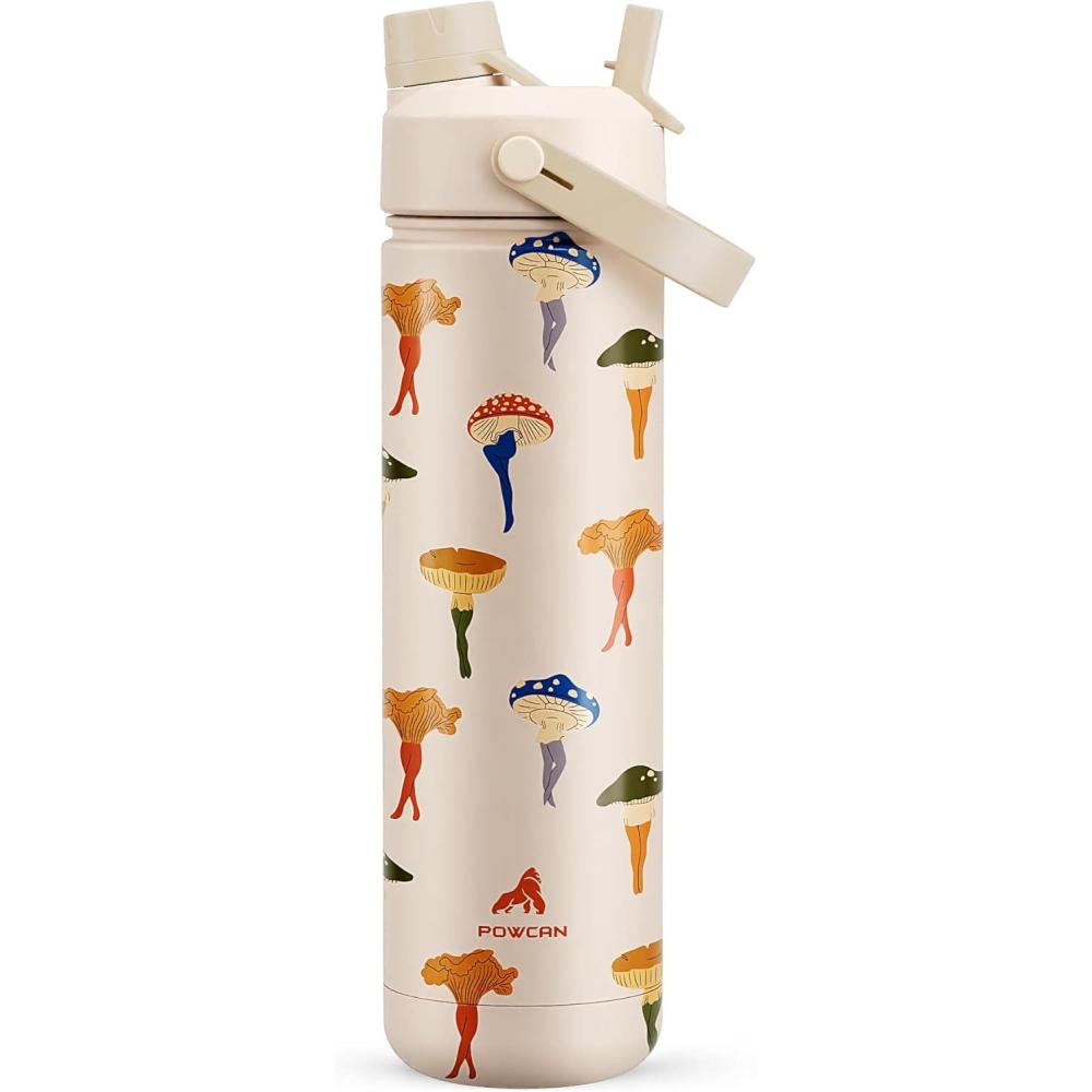 imagePOWCAN 40 oz Insulated Water Bottle with 2in1 Straw and Spout Lid Keep Cold 24H LeakProof BPAFree Double Wall Stainless Steel Water Bottle for Sports Gym Travel and School Be FreeMushie Muse
