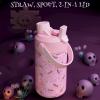 image12 oz Halloween Kids Insulated Water Bottle 2in1 Straw Spout Lid Leakproof BPAFree Keep Cold 24H Stainless Steel Cup for Party School Travel Holiday Gift for Girls Daughters Cotton BooCotton Boo with Carrier Bag