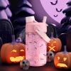 image12 oz Halloween Kids Insulated Water Bottle 2in1 Straw Spout Lid Leakproof BPAFree Keep Cold 24H Stainless Steel Cup for Party School Travel Holiday Gift for Girls Daughters Cotton BooCotton Boo with Carrier Bag