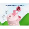 image12 oz Halloween Kids Insulated Water Bottle 2in1 Straw Spout Lid Leakproof BPAFree Keep Cold 24H Stainless Steel Cup for Party School Travel Holiday Gift for Girls Daughters Cotton BooPink Confetti