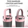 image16 oz Insulated Coffee Mug for Work 2in1 Straw Flip Lid Keep Cold 24H Fit in Car Cupholder Leakproof Stainless Steel Coffee Tumbler with Handle for Travel Outdoor Camping and Gifts DeepseaRebellion
