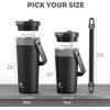 image16 oz Insulated Coffee Mug for Work 2in1 Straw Flip Lid Keep Cold 24H Fit in Car Cupholder Leakproof Stainless Steel Coffee Tumbler with Handle for Travel Outdoor Camping and Gifts DeepseaRebellion