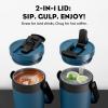 image16 oz Insulated Coffee Mug for Work 2in1 Straw Flip Lid Keep Cold 24H Fit in Car Cupholder Leakproof Stainless Steel Coffee Tumbler with Handle for Travel Outdoor Camping and Gifts DeepseaDeepsea