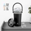 image16 oz Insulated Coffee Mug for Work 2in1 Straw Flip Lid Keep Cold 24H Fit in Car Cupholder Leakproof Stainless Steel Coffee Tumbler with Handle for Travel Outdoor Camping and Gifts DeepseaMidnight