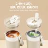image16 oz Insulated Coffee Mug for Work 2in1 Straw Flip Lid Keep Cold 24H Fit in Car Cupholder Leakproof Stainless Steel Coffee Tumbler with Handle for Travel Outdoor Camping and Gifts DeepseaOat