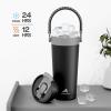 image16 oz Insulated Coffee Mug for Work 2in1 Straw Flip Lid Keep Cold 24H Fit in Car Cupholder Leakproof Stainless Steel Coffee Tumbler with Handle for Travel Outdoor Camping and Gifts DeepseaMidnight