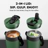 image16 oz Insulated Coffee Mug for Work 2in1 Straw Flip Lid Keep Cold 24H Fit in Car Cupholder Leakproof Stainless Steel Coffee Tumbler with Handle for Travel Outdoor Camping and Gifts DeepseaForest