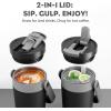 image16 oz Insulated Coffee Mug for Work 2in1 Straw Flip Lid Keep Cold 24H Fit in Car Cupholder Leakproof Stainless Steel Coffee Tumbler with Handle for Travel Outdoor Camping and Gifts DeepseaMidnight