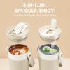 image16 oz Insulated Coffee Mug for Work 2in1 Straw Flip Lid Keep Cold 24H Fit in Car Cupholder Leakproof Stainless Steel Coffee Tumbler with Handle for Travel Outdoor Camping and Gifts DeepseaOat