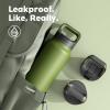 image24 oz Insulated Water Bottle for Sports 3 Lids Leakproof Keep Cold 24H Car Cupholder Friendly Stainless Steel Water Flask with Straw and Spout Caps for Gym School Work Cycling Midnight BlackForest Green